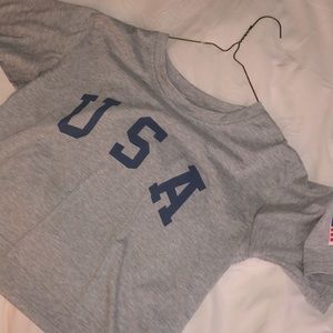 usa grey crop top